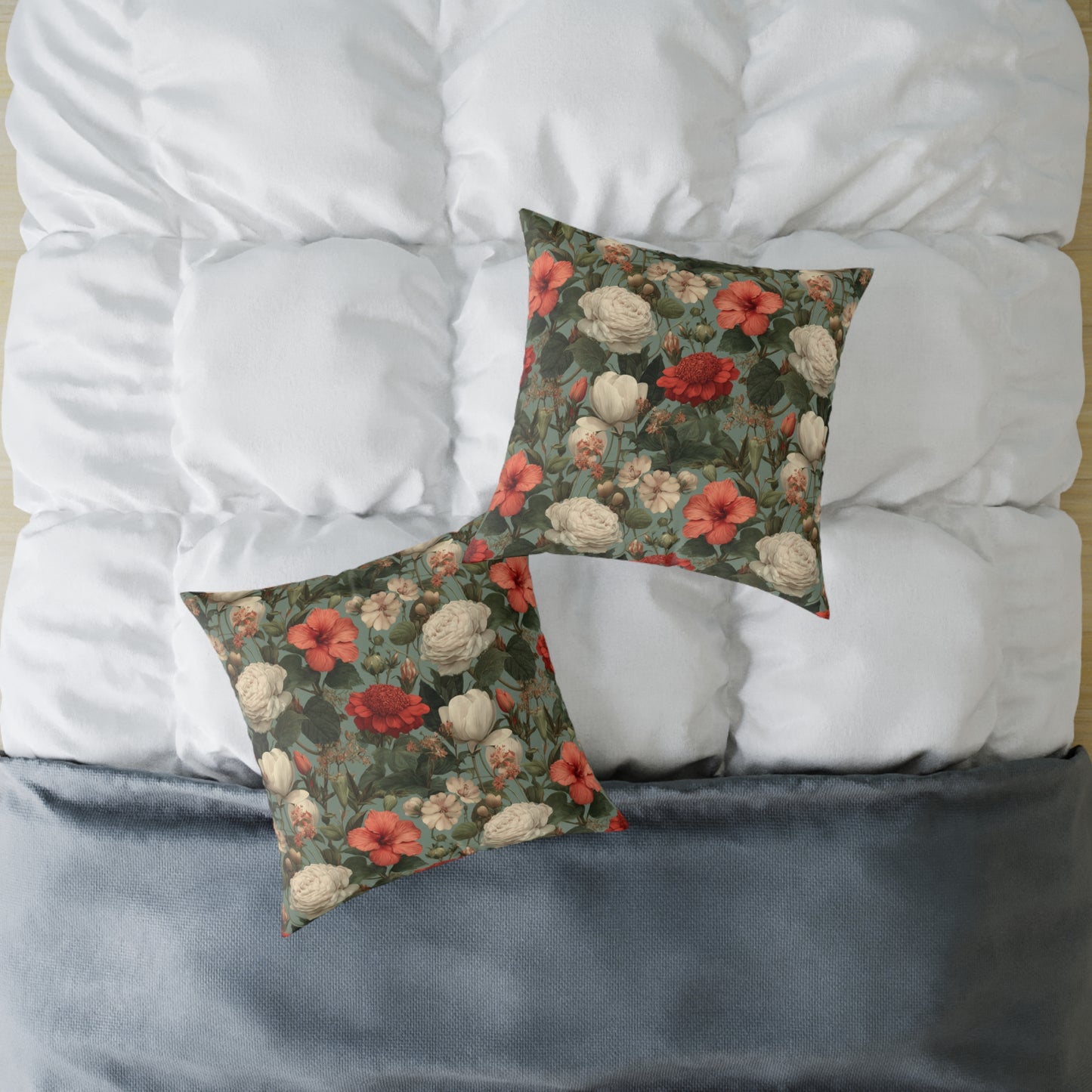 Blossom Meadow Tapestry - Square Poly Canvas Pillow