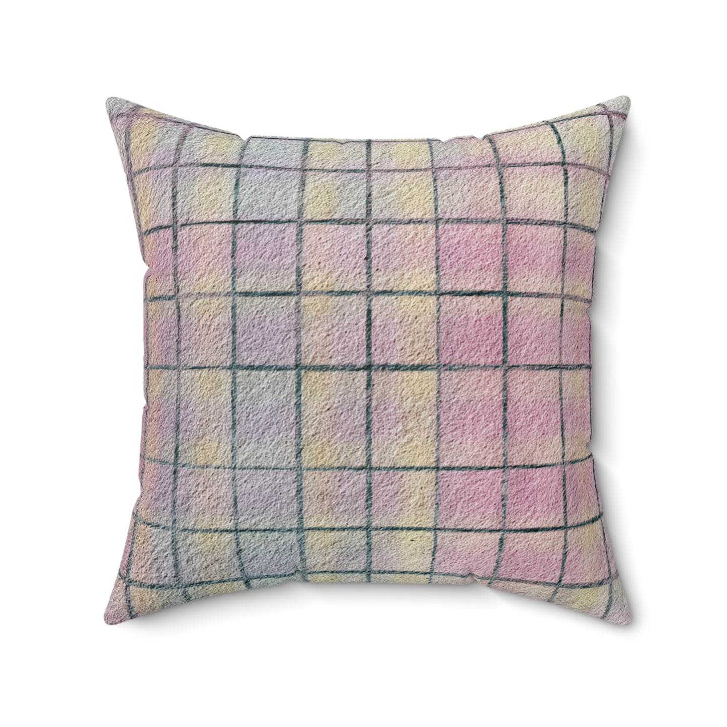 Pastel Grid Calm - Spun Polyester Square Pillow