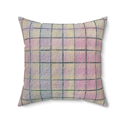 Pastel Grid Calm - Spun Polyester Square Pillow