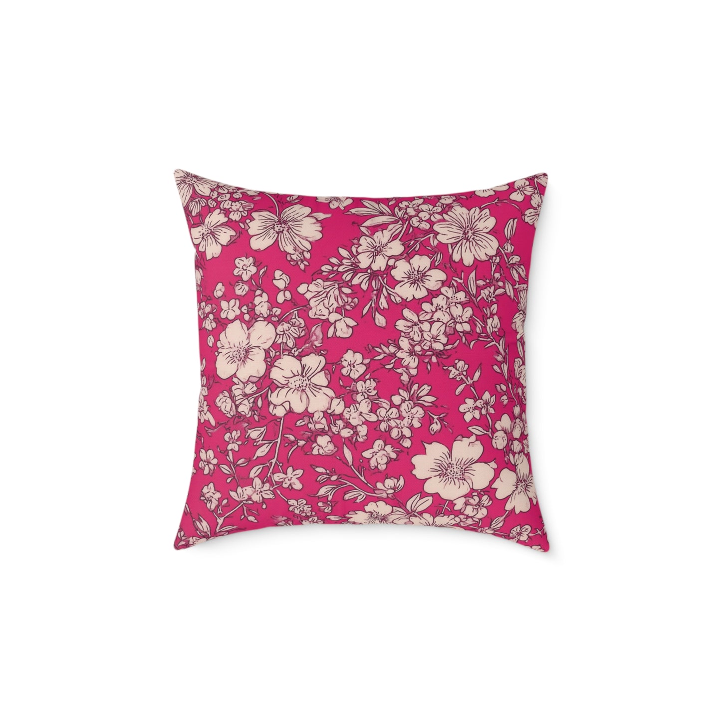 Fuchsia Garden Bloom - Square Poly Canvas Pillow