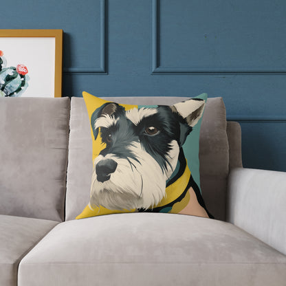 Schnauzer Style - Square Poly Canvas Pillow