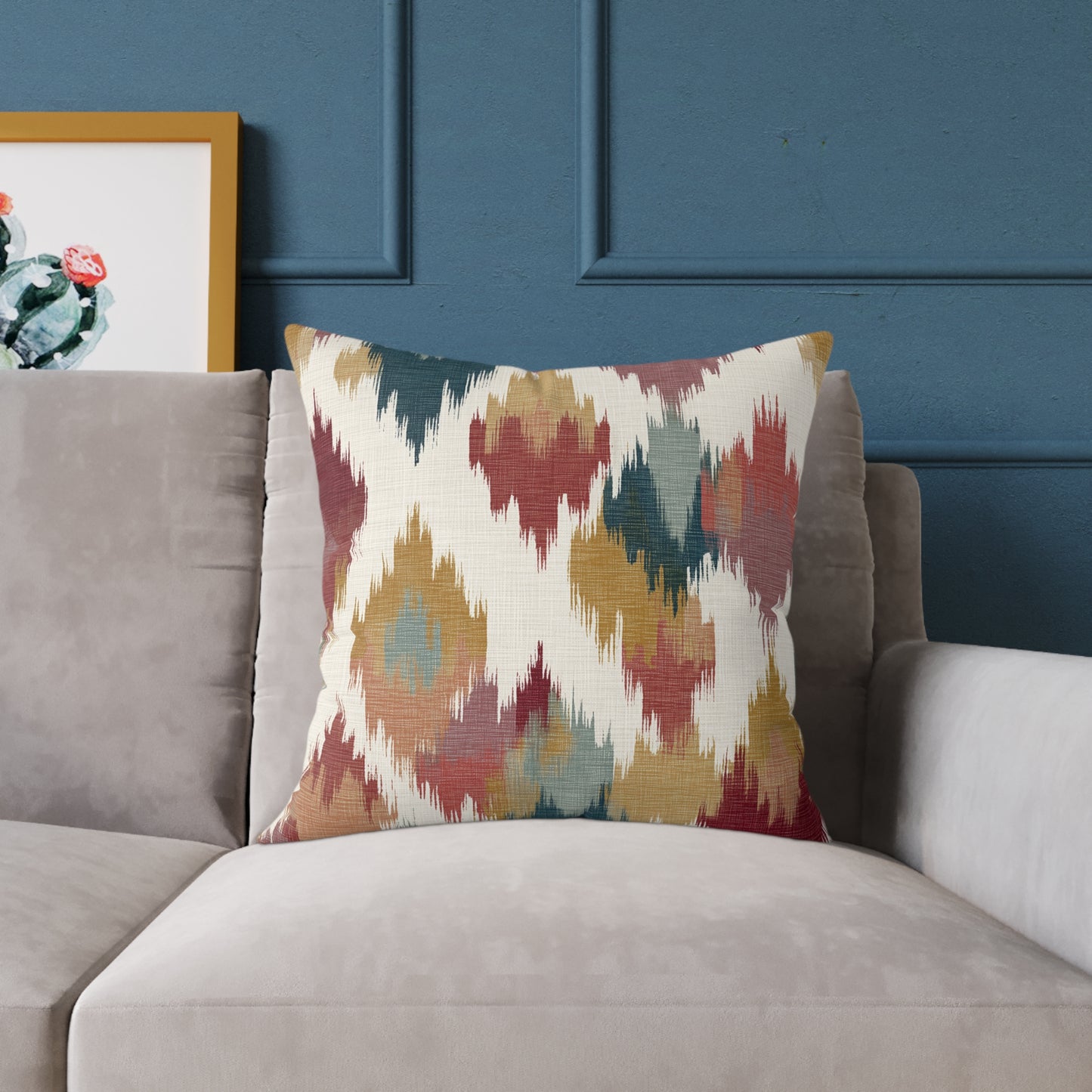 Nomad Harvest Ikat - Square Poly Canvas Pillow