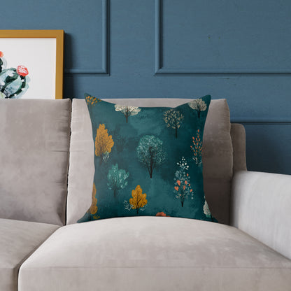 Autumn Orchard Night - Square Poly Canvas Pillow