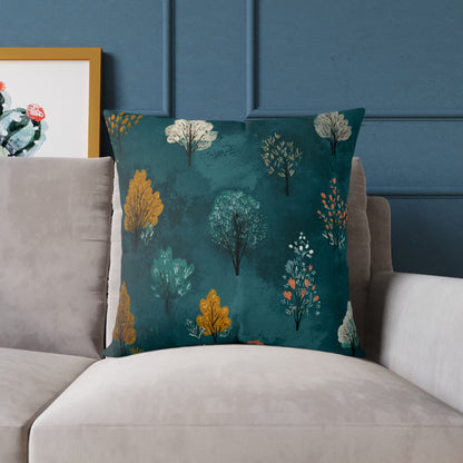 Autumn Orchard Night - Square Poly Canvas Pillow
