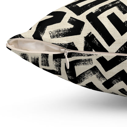 Pebble Maze Black - Spun Polyester Square Pillow