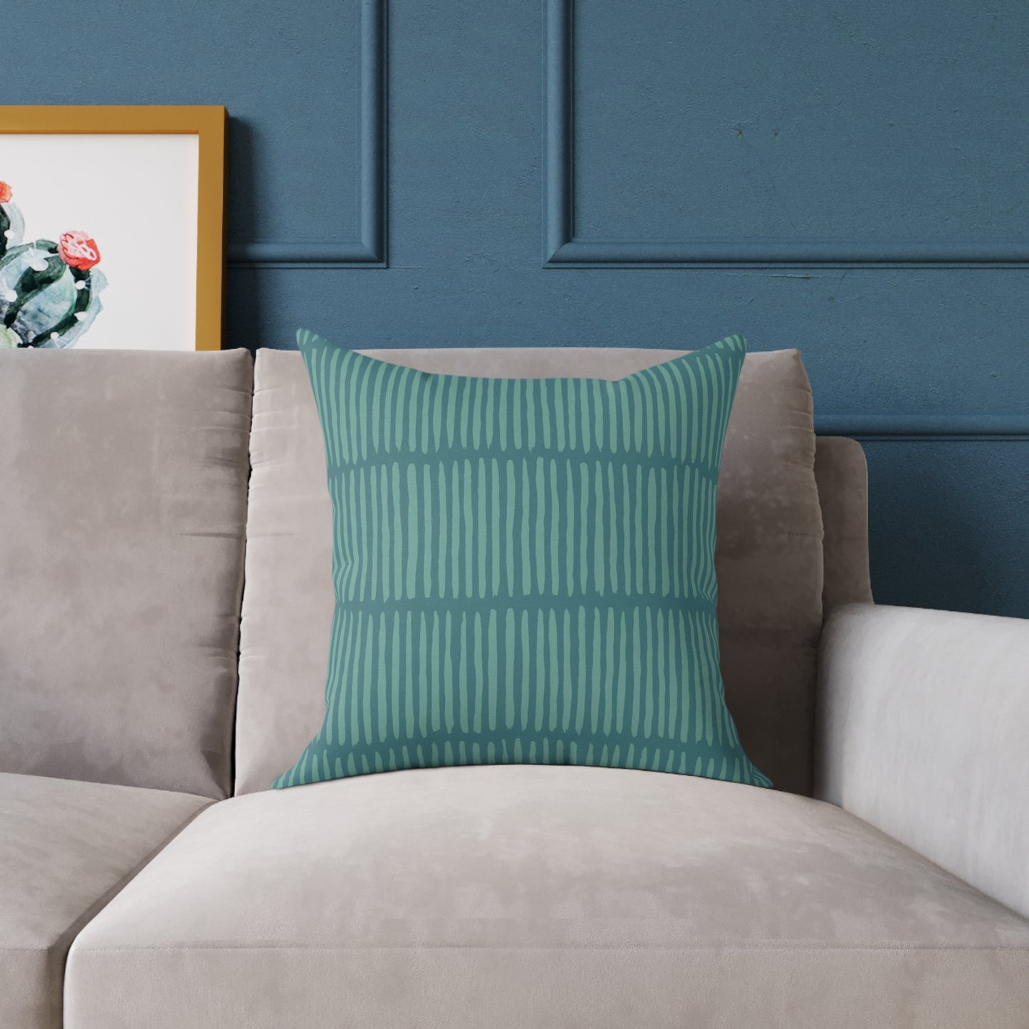 Loom Lines - Ocean - Square Poly Canvas Pillow