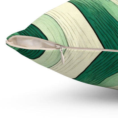 Emerald Flow Lines - Spun Polyester Square Pillow