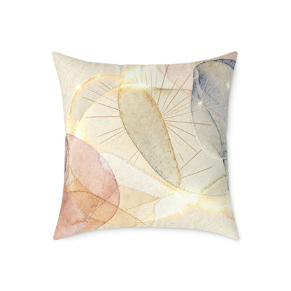 Sunlit Watercolor Bloom - Square Poly Canvas Pillow