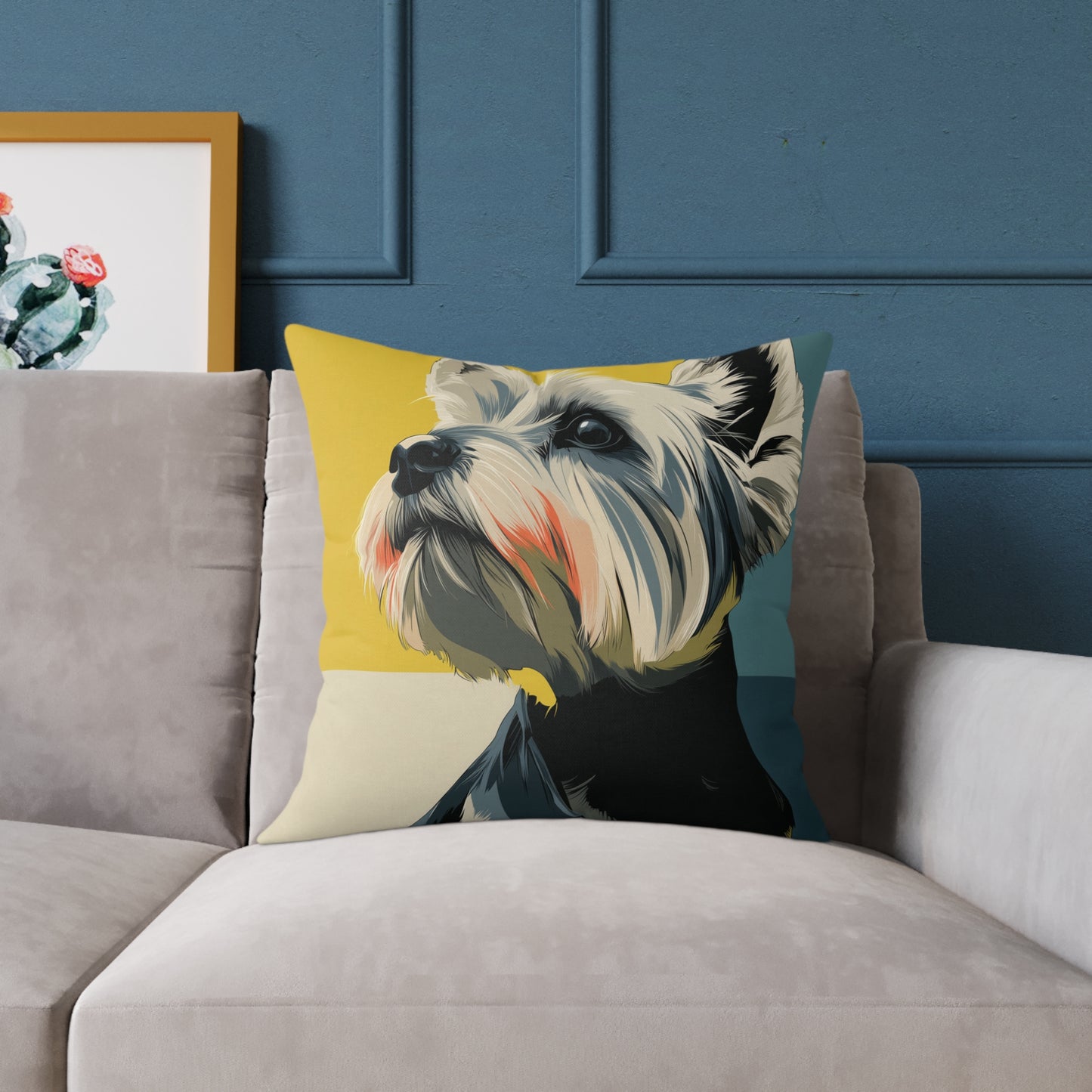 Yorkie - Square Poly Canvas Pillow