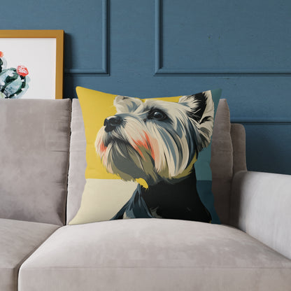 Yorkie - Square Poly Canvas Pillow