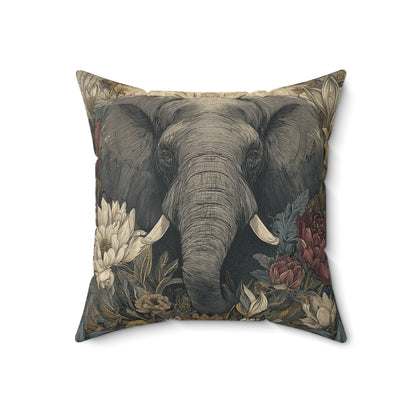 Elephant of the Ivory Grove - Faux Suede Square Pillow