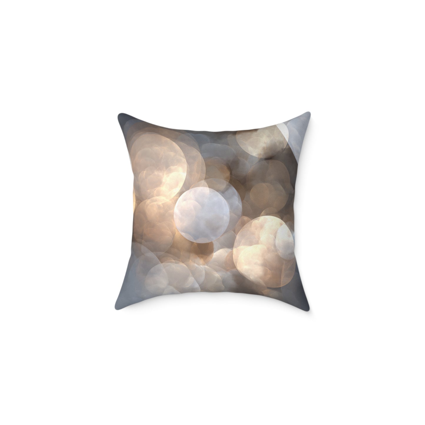 Silver Glow Bokeh - Square Poly Canvas Pillow