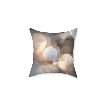 Silver Glow Bokeh - Square Poly Canvas Pillow