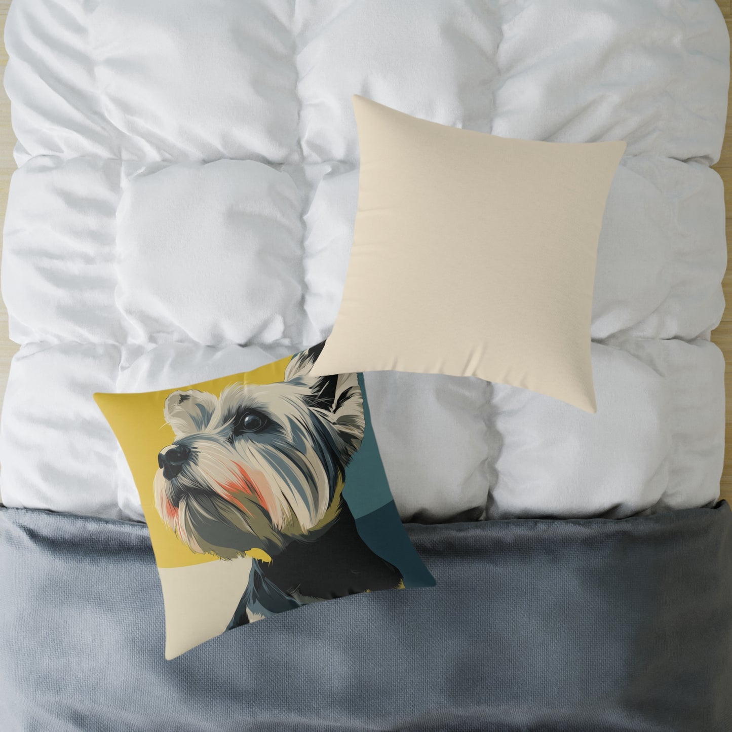 Yorkie - Square Poly Canvas Pillow