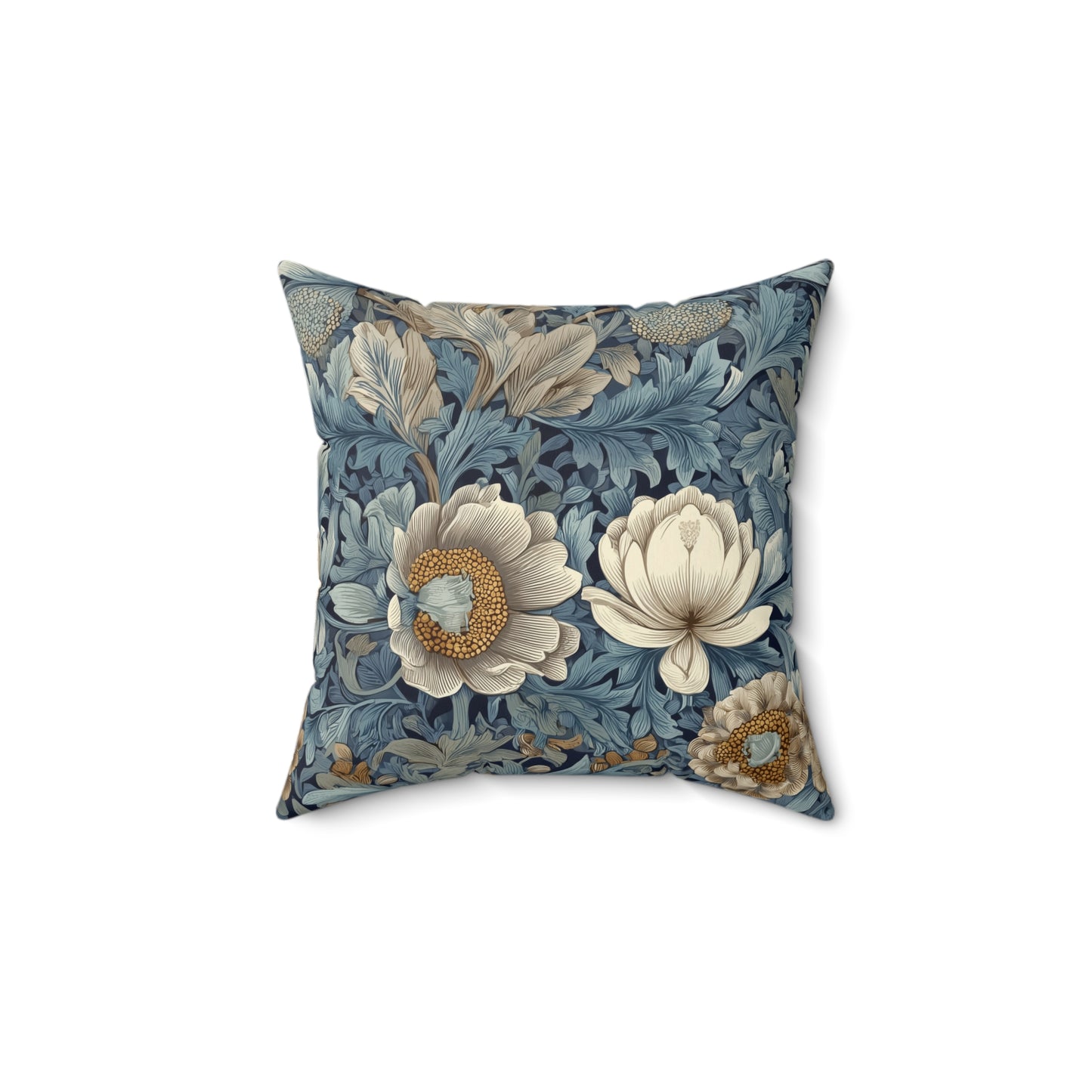 Teal Heritage Floral - Spun Polyester Square Pillow