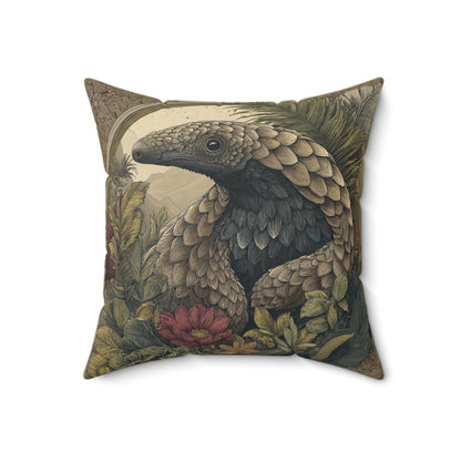 Woodland Pangolin Haven - Faux Suede Square Pillow