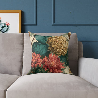 Autumn Harvest Chrysanthemum - Square Poly Canvas Pillow