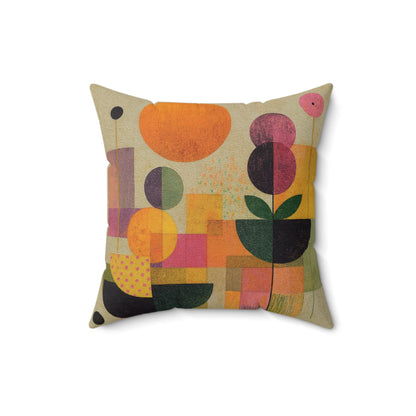 Retro Citrus Bloom - Faux Suede Square Pillow