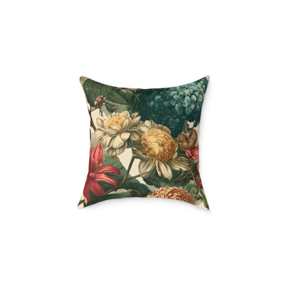 Heritage Garden Bloom - Square Poly Canvas Pillow