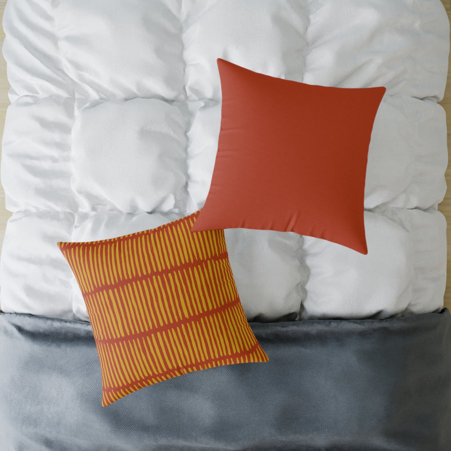 Loom Lines - Terracotta - Square Poly Canvas Pillow