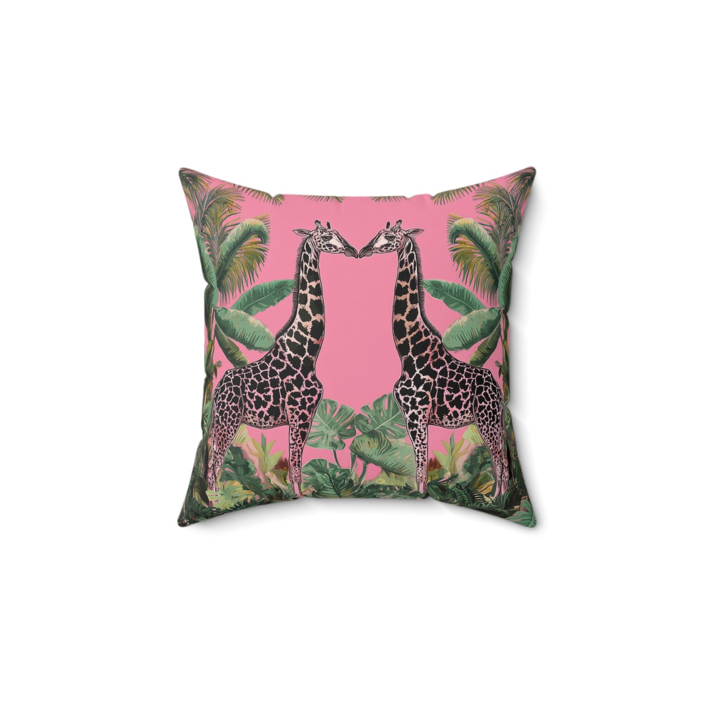 Giraffe Twins - Spun Polyester Square Pillow