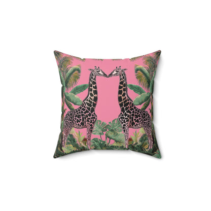 Giraffe Twins - Spun Polyester Square Pillow