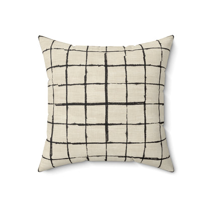 Retro Grid Linen - Spun Polyester Square Pillow