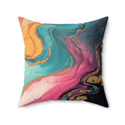 Aurora Sandstone Flow - Faux Suede Square Pillow