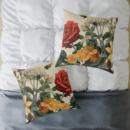 Sunlit Wildflower Bouquet - Square Poly Canvas Pillow