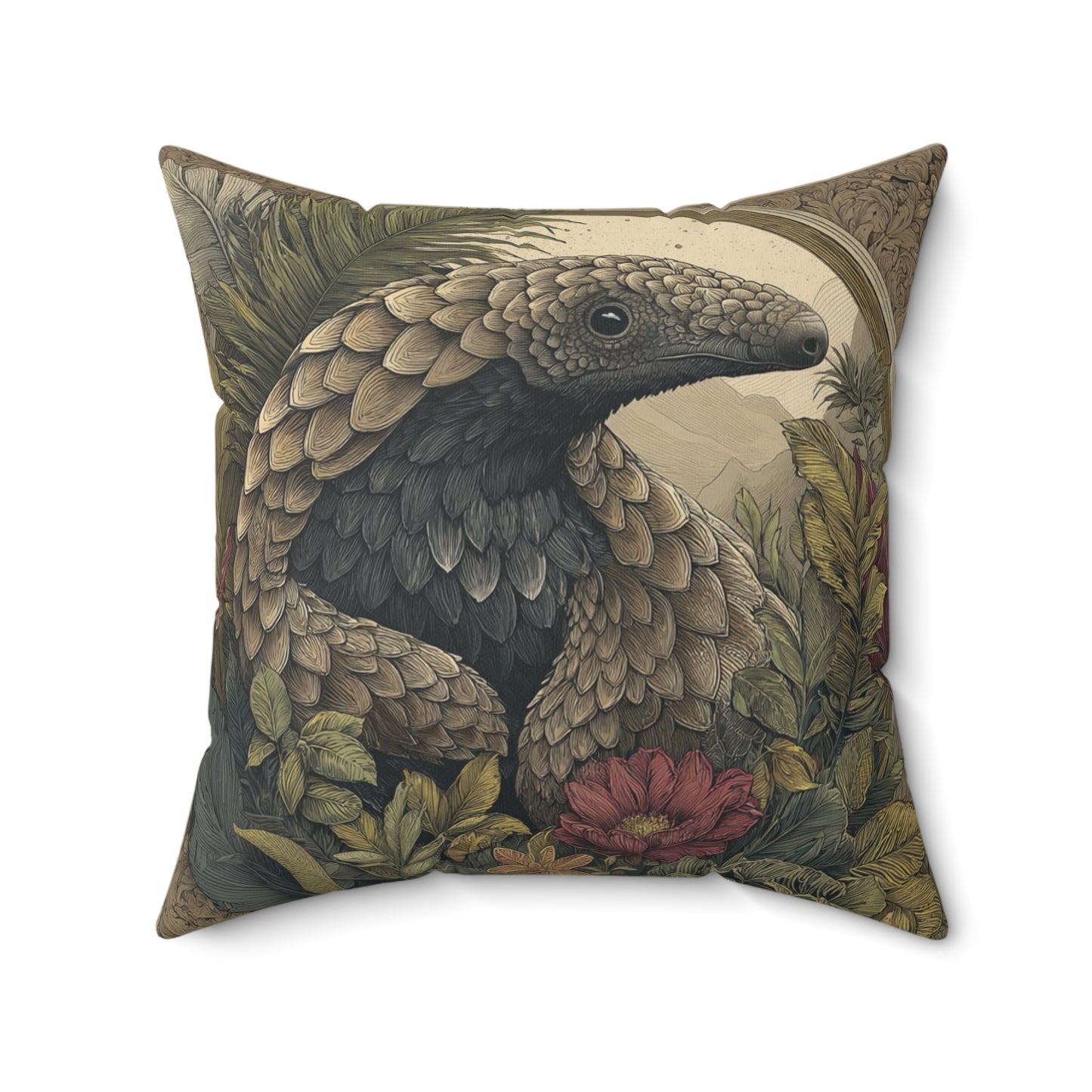 Woodland Pangolin Haven - Faux Suede Square Pillow