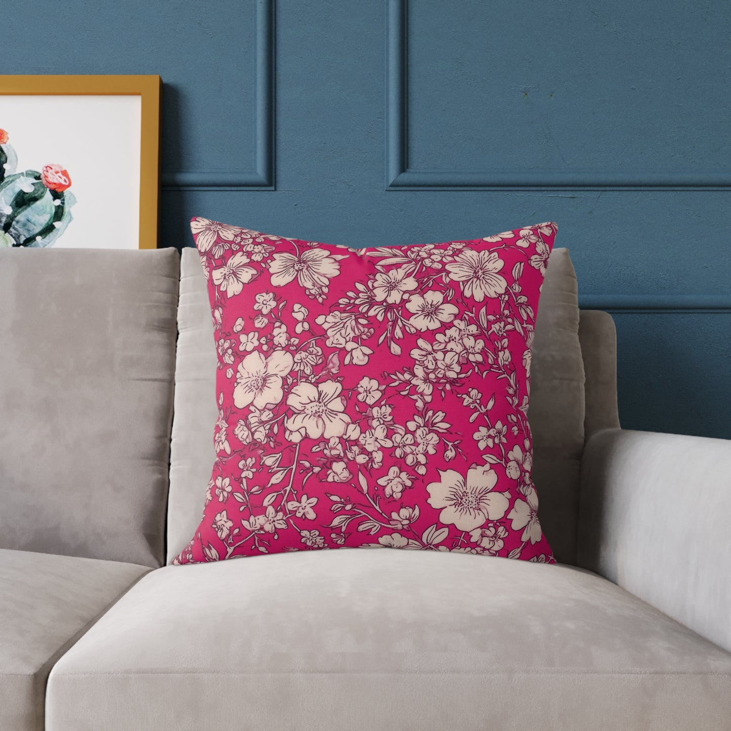 Fuchsia Garden Bloom - Square Poly Canvas Pillow