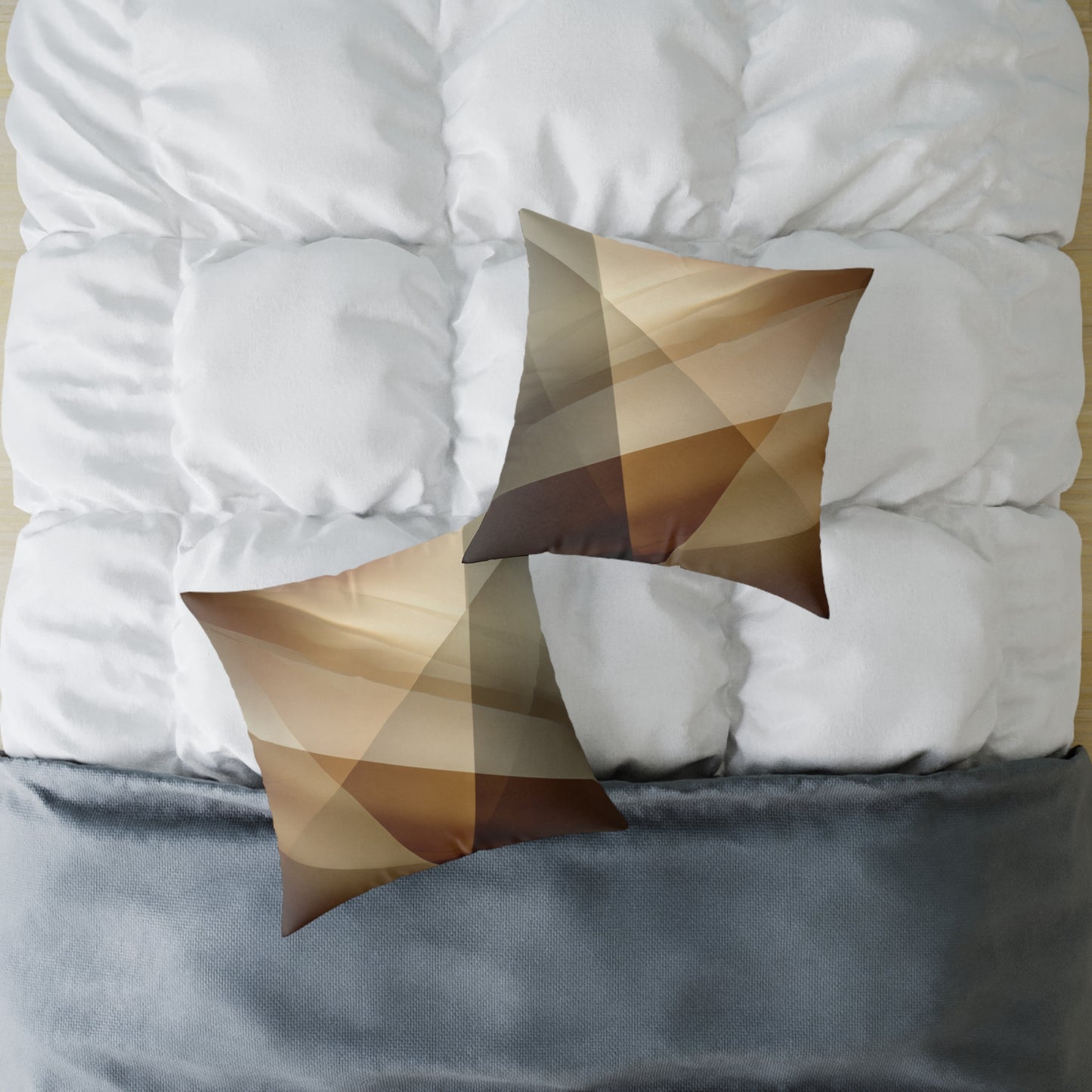 Golden Beam Geometry - Square Poly Canvas Pillow