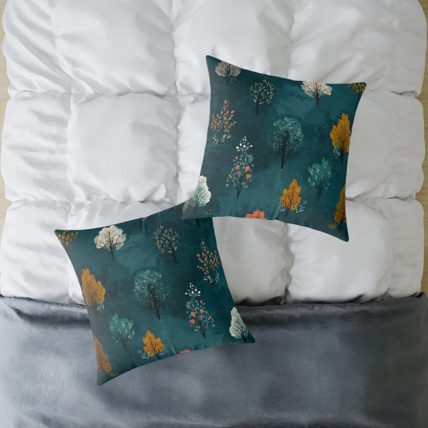Autumn Orchard Night - Square Poly Canvas Pillow