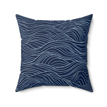 Deep Tide Lines - Spun Polyester Square Pillow