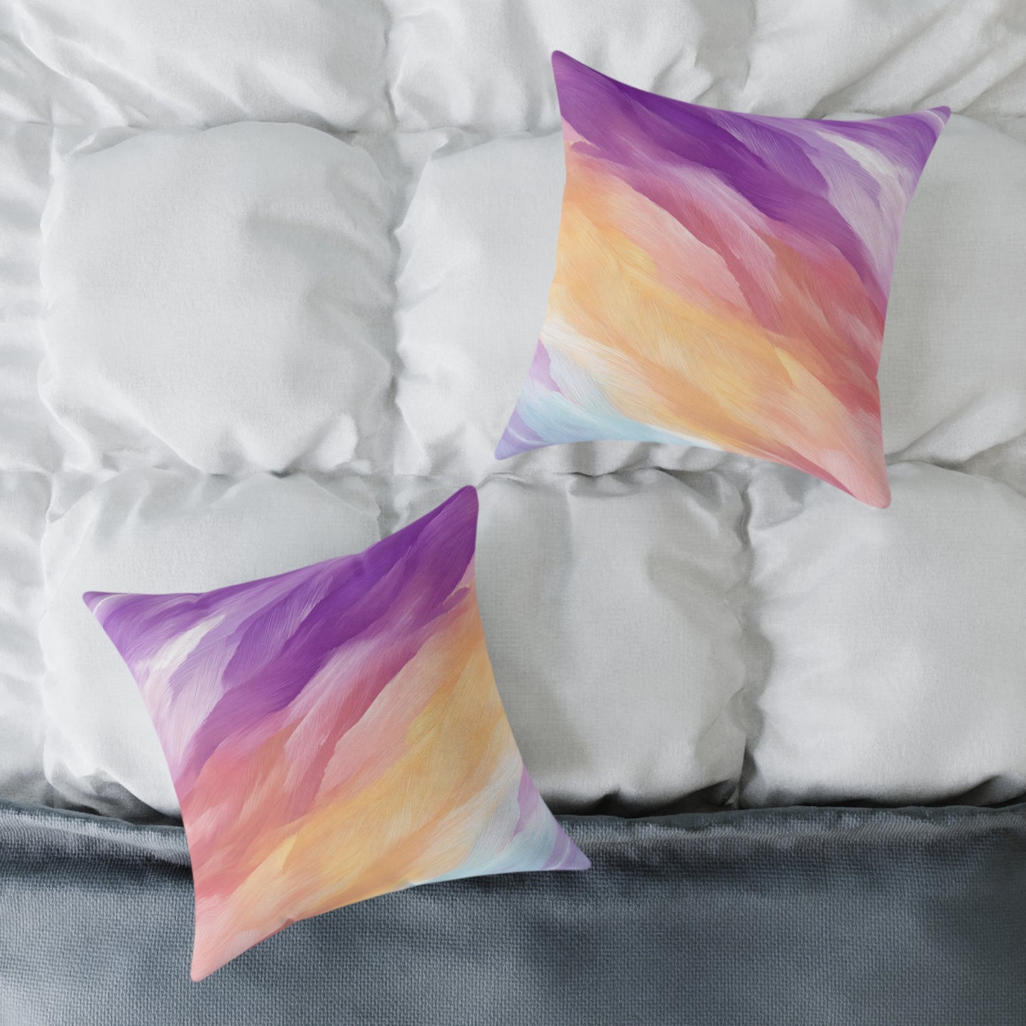 Pastel Stroke Mirage - Square Poly Canvas Pillow