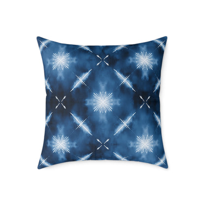 Midnight Aegean Shibori - Square Poly Canvas Pillow