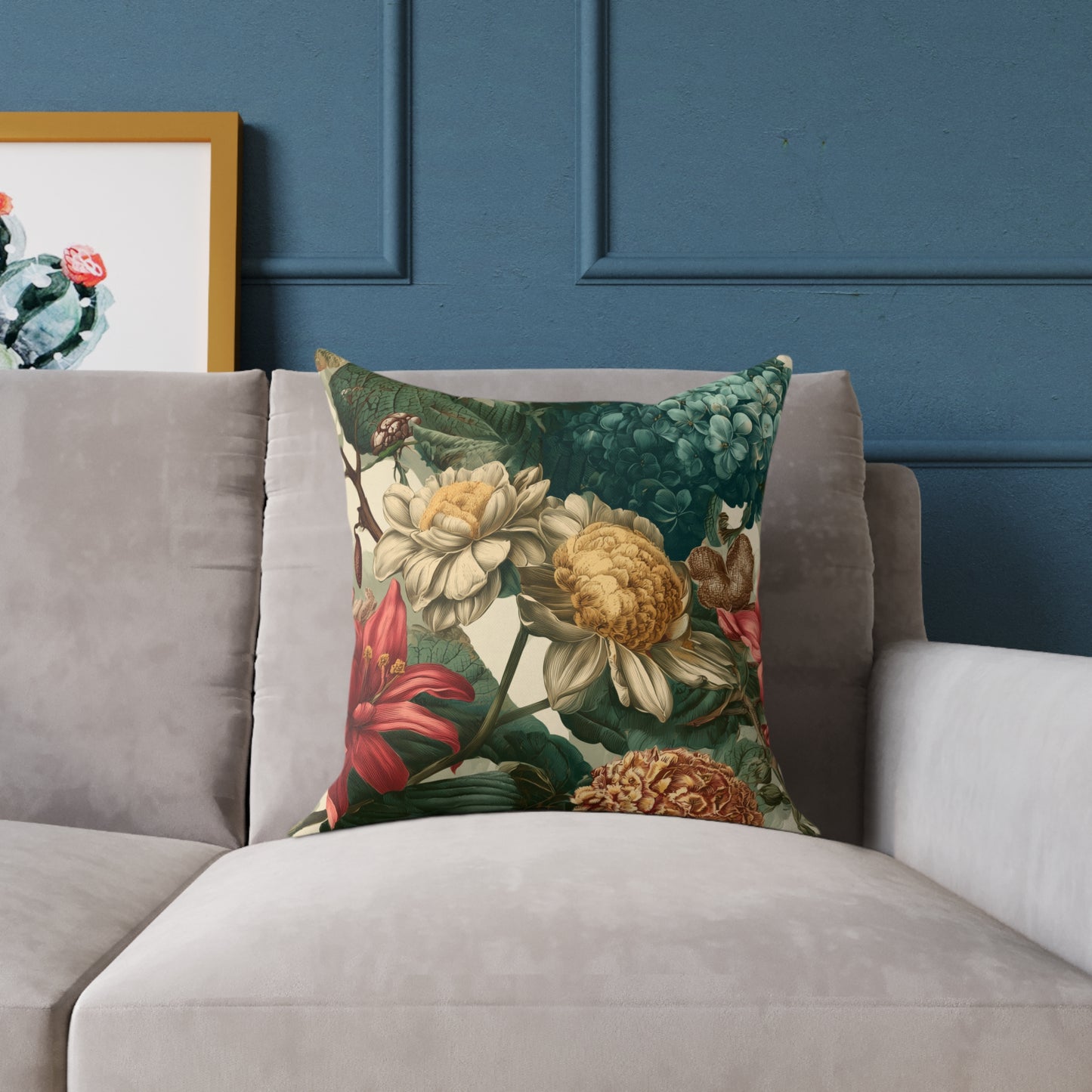 Heritage Garden Bloom - Square Poly Canvas Pillow