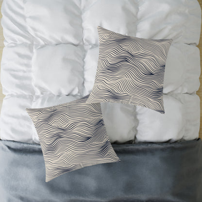 Ripple Drift – Navy - Square Poly Canvas Pillow