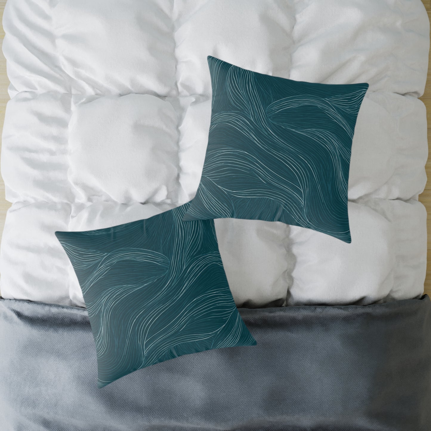 Ocean Current Lines - Square Poly Canvas Pillow