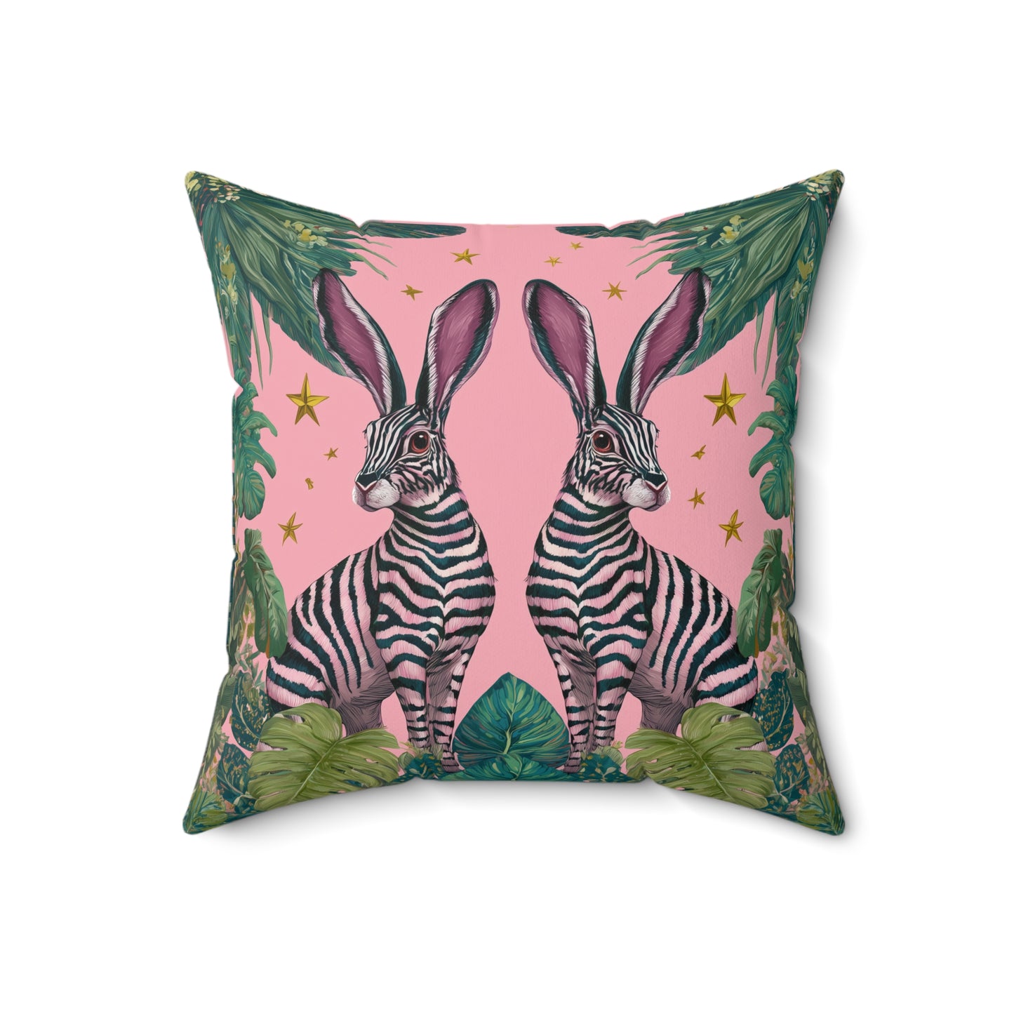 Jungle Rabbits - Spun Polyester Square Pillow