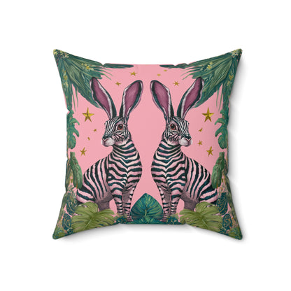 Jungle Rabbits - Spun Polyester Square Pillow