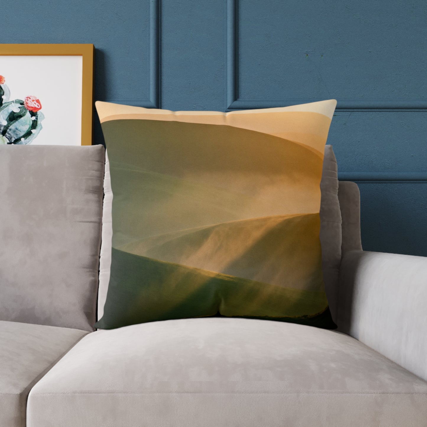Golden Dawn Rise - Square Poly Canvas Pillow