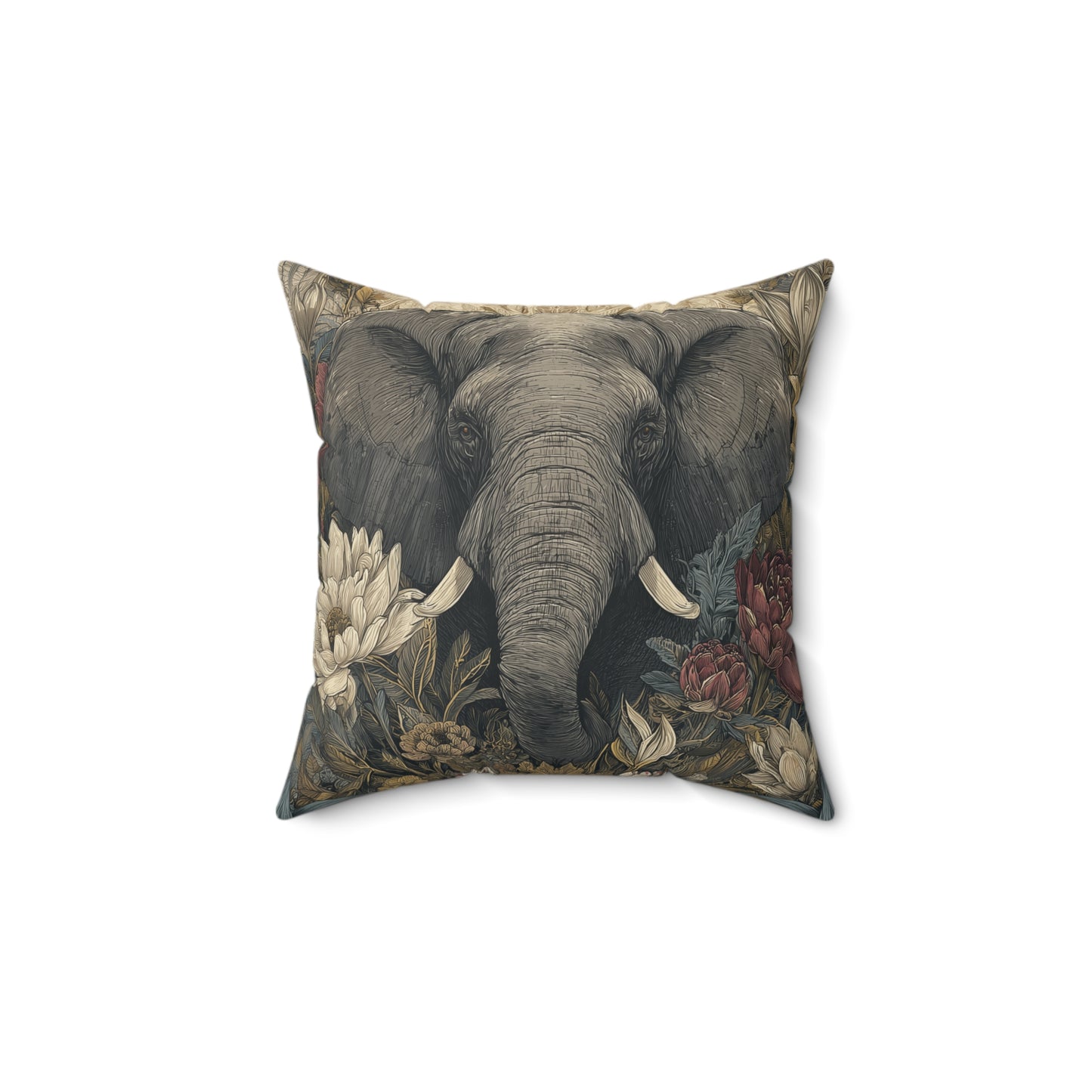 Elephant of the Ivory Grove - Faux Suede Square Pillow