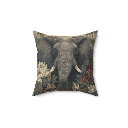 Elephant of the Ivory Grove - Faux Suede Square Pillow