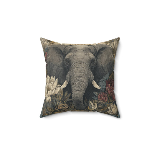 Elephant of the Ivory Grove - Faux Suede Square Pillow