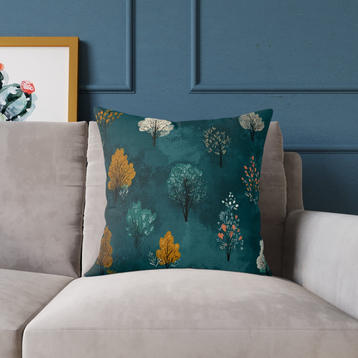 Autumn Orchard Night - Square Poly Canvas Pillow
