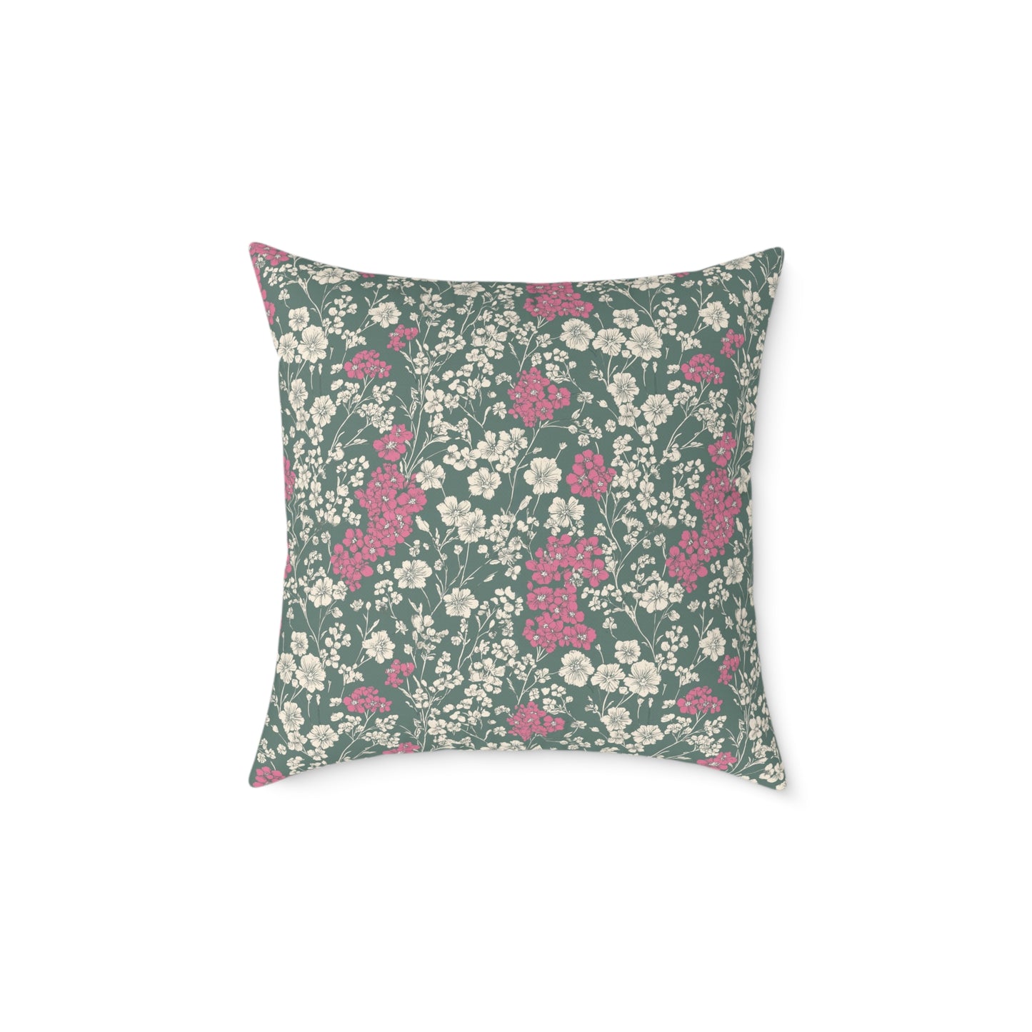 Wild Pink Meadow - Square Poly Canvas Pillow