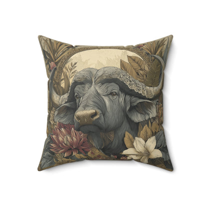 Heritage Cape Buffalo - Faux Suede Square Pillow