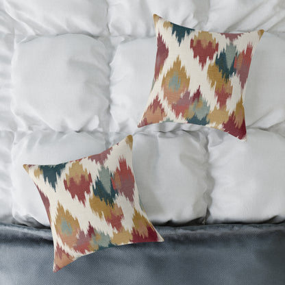 Nomad Harvest Ikat - Square Poly Canvas Pillow