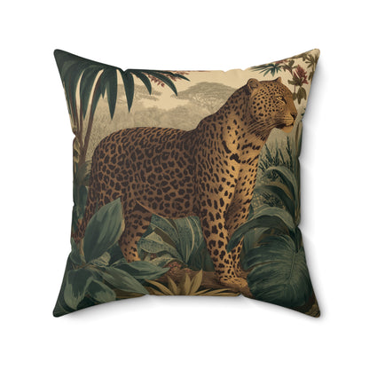 Midnight Leopard Wanderer - Faux Suede Square Pillow